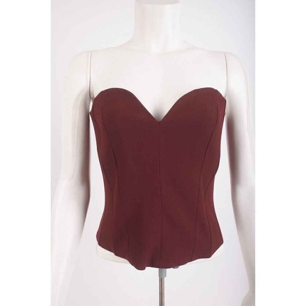 Zara Womans Bustier Blouse Shirt Top Size XS Burgundy Maroon Wine 2439/707 NWT